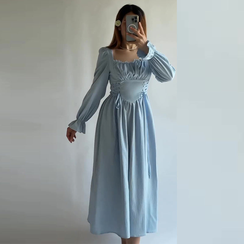 ✨ Elegant Blue Ruched Long Sleeve Maxi Dress - kavyachic