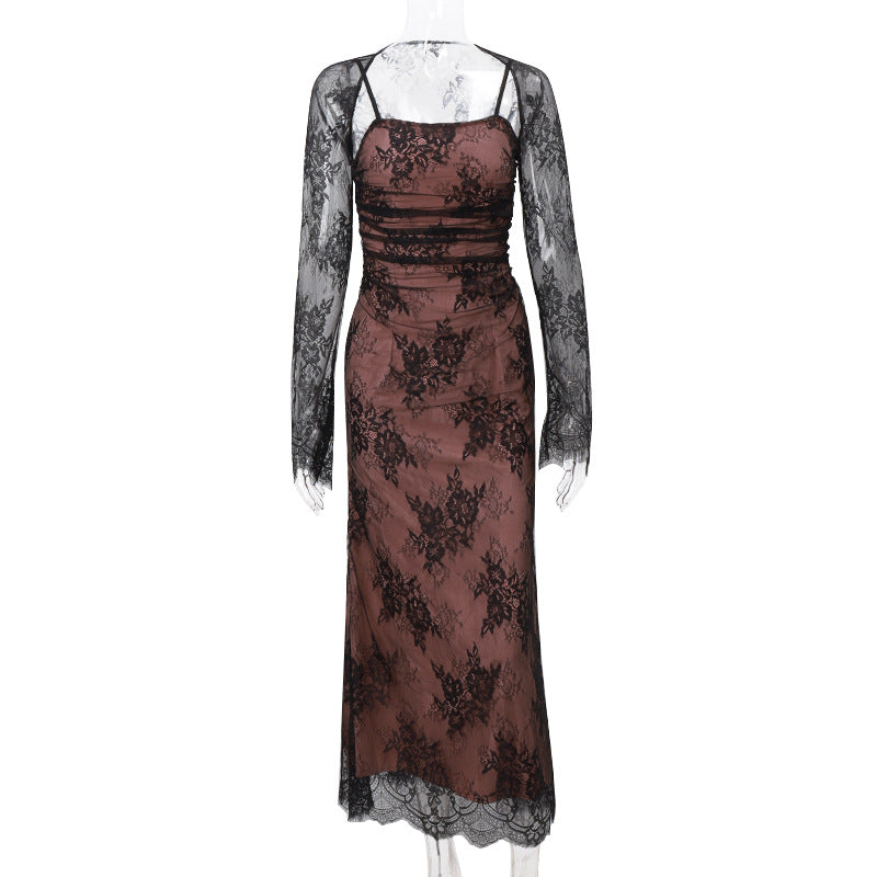✨ Elegant Lace Off-Shoulder Two-Piece Dress | Sexy High-Waist Pencil Skirt with Bell Sleeves - kavyachic