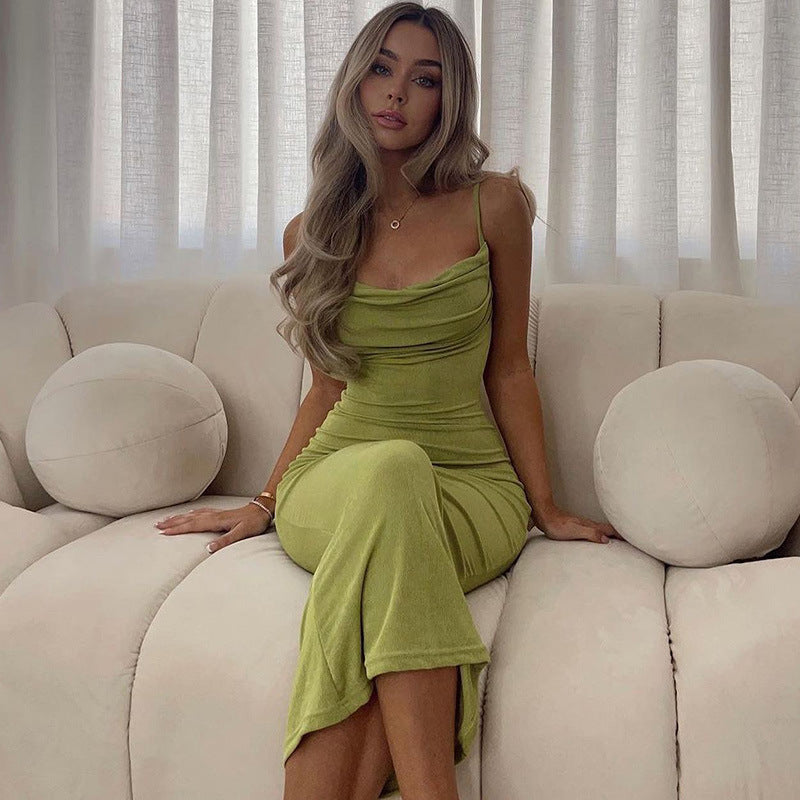 Fashion sexy backless slim temperament suspender hip dress - kavyachic