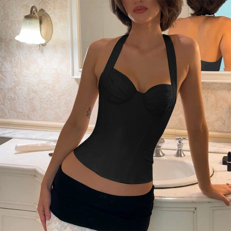 Spice girl new top women's sexy waist open button vest - kavyachic