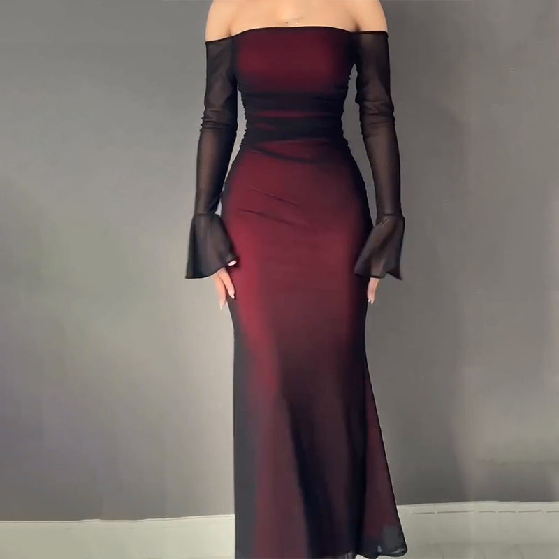 👑 Royal Elegance – Off-Shoulder Wine Maxi Dress 👑 - kavyachic