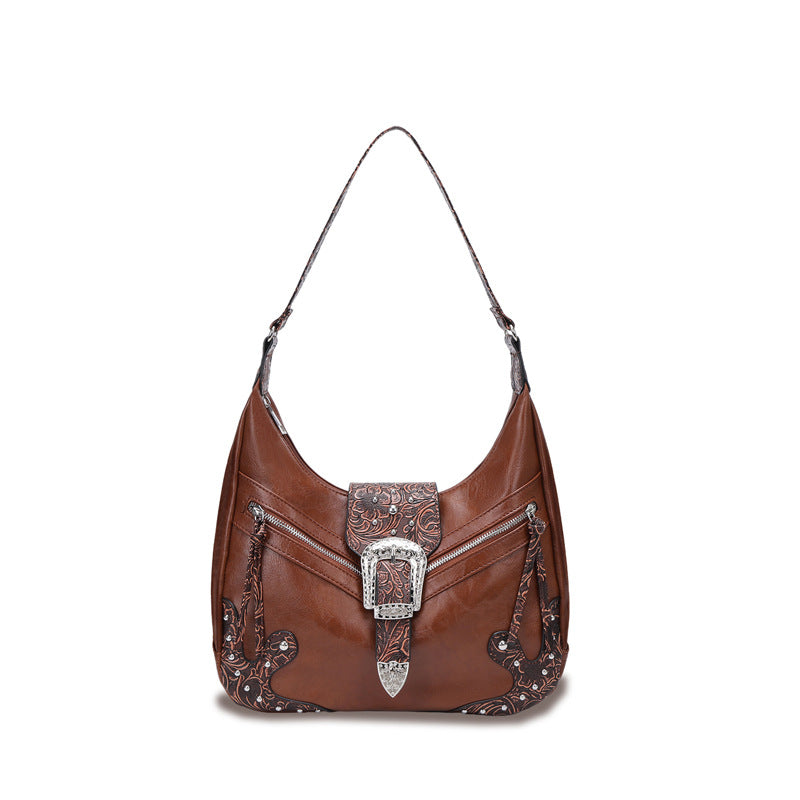 Tote bag temperament retro hobo bag new trend women's European and American shoulder bag high sense portable women's bag - kavyachic
