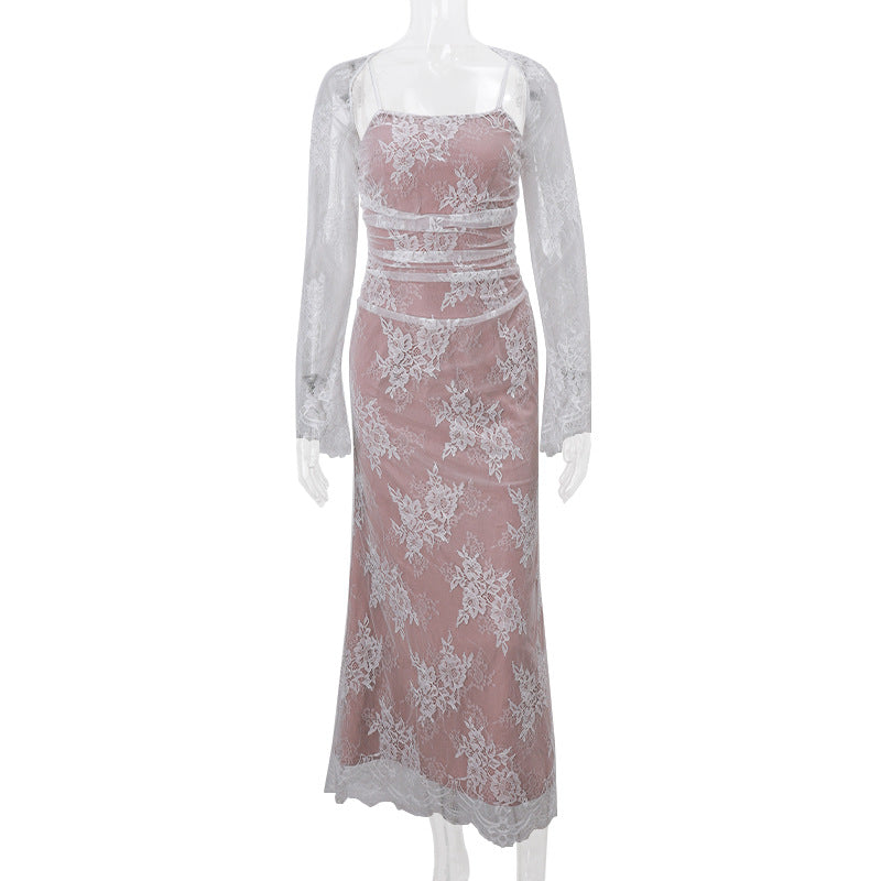✨ Elegant Lace Off-Shoulder Two-Piece Dress | Sexy High-Waist Pencil Skirt with Bell Sleeves - kavyachic