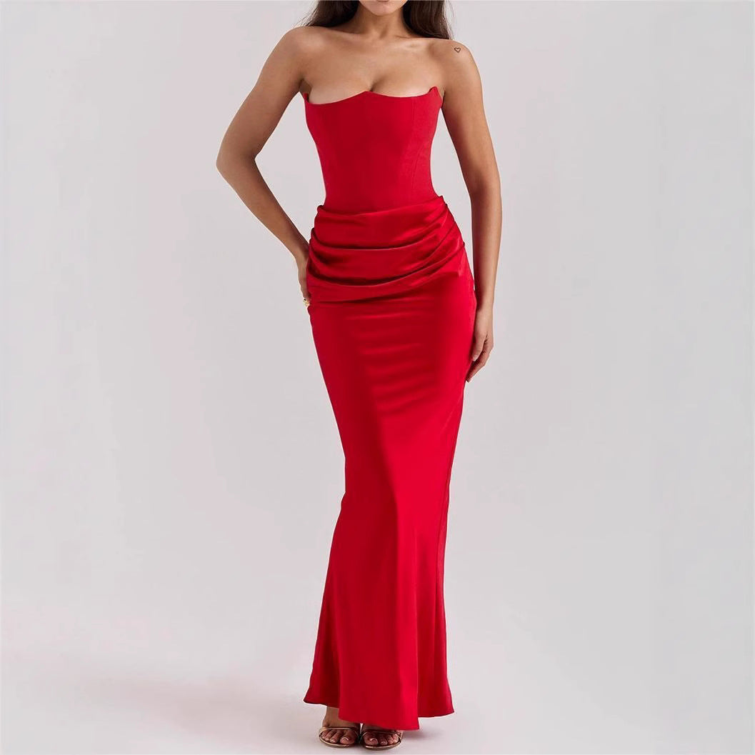 New women's clothing fashion tube top sexy backless slim evening dress dress women - kavyachic