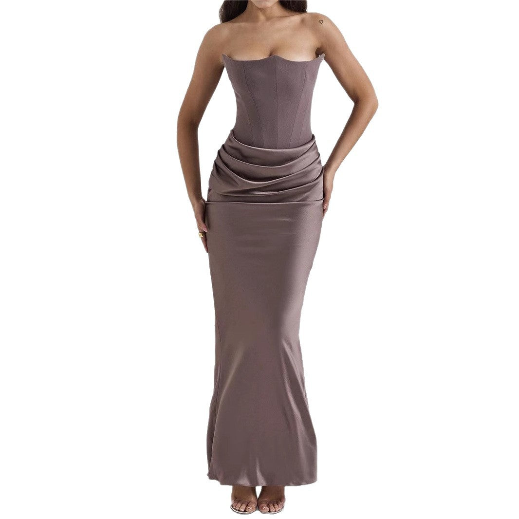 New women's clothing fashion tube top sexy backless slim evening dress dress women - kavyachic