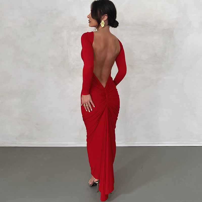 Elegant Backless Red Evening Dress – Glamour for Every Occasion - kavyachic