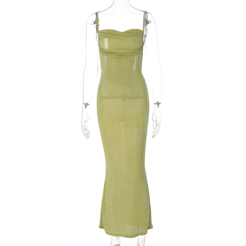 Fashion sexy backless slim temperament suspender hip dress - kavyachic
