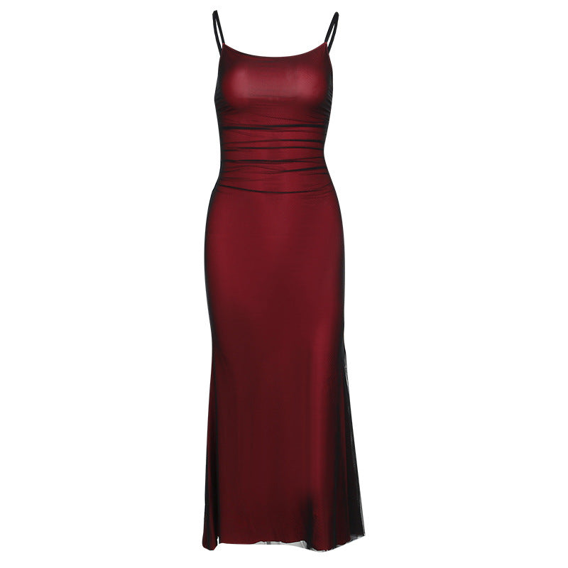 Elegant Wine Red Bodycon Evening Dress – Slim Fit Party Gown for Women - kavyachic