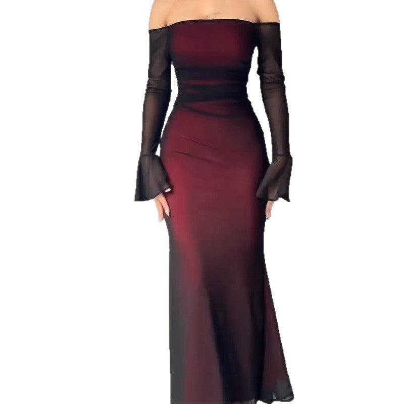 👑 Royal Elegance – Off-Shoulder Wine Maxi Dress 👑 - kavyachic