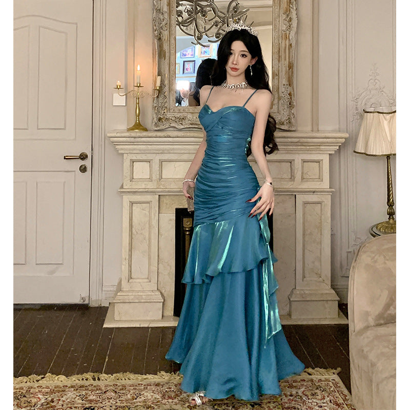 🌿Vacation Chic Ruffle Maxi Dress – Elegant Backless V-Neck Outfit