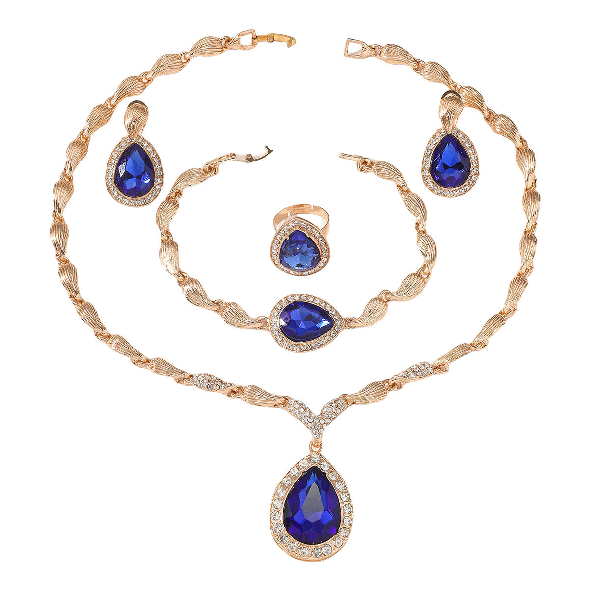 Vintage Fashion Jewelry Set Necklace Earrings Alloy Four-piece Set - kavyachic
