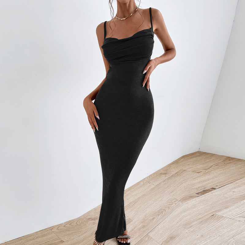 Fashion sexy backless slim temperament suspender hip dress - kavyachic