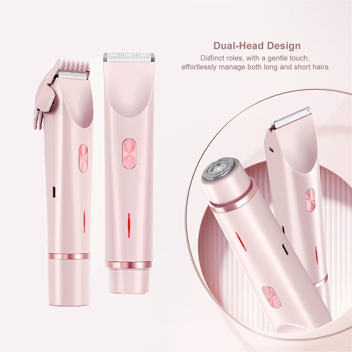 My Secret Top Shaver for Women , Dual Head Electric Razor for Women,  Portable Epilator for Legs Underarms and Private Area (Pink) - kavyachic