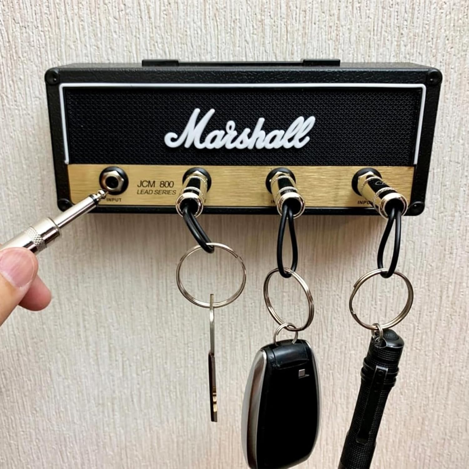 WinGluge Wall key ring, wall key ring, key chain, vintage furniture items, black key ring for home, key hooks with 4 guitar plugs for entrance areas and behind doors - kavyachic