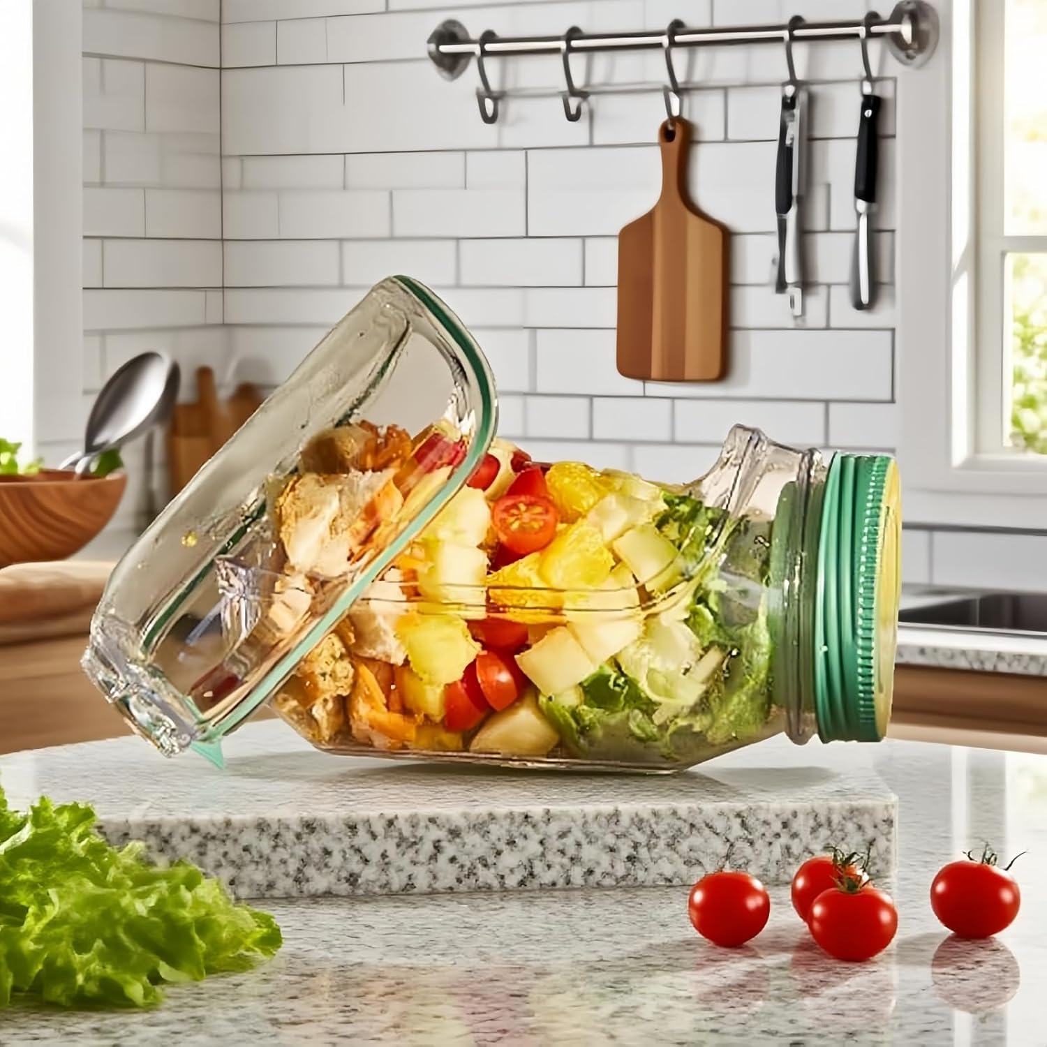 Salad Jar, Durable Salad Jar with Side Opening and Leakproof Seasoning Layer, Portable Salad Jar Container for Lunch, Meal Prep, Travel, Office, and Outdoor Use. - kavyachic