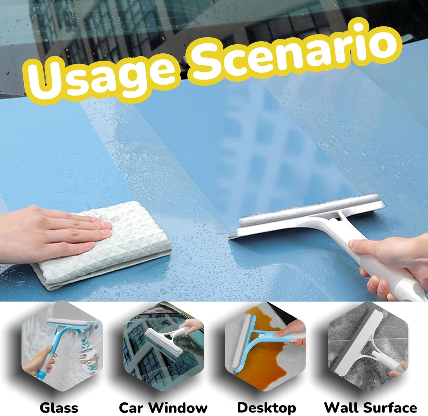 3 in 1 Window Cleaning Scraper, Mirror Squeegee with Sprayer - kavyachic