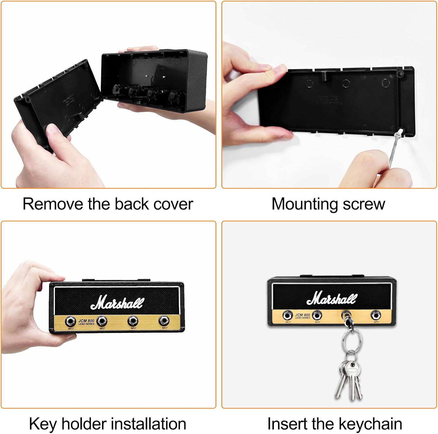 WinGluge Wall key ring, wall key ring, key chain, vintage furniture items, black key ring for home, key hooks with 4 guitar plugs for entrance areas and behind doors - kavyachic