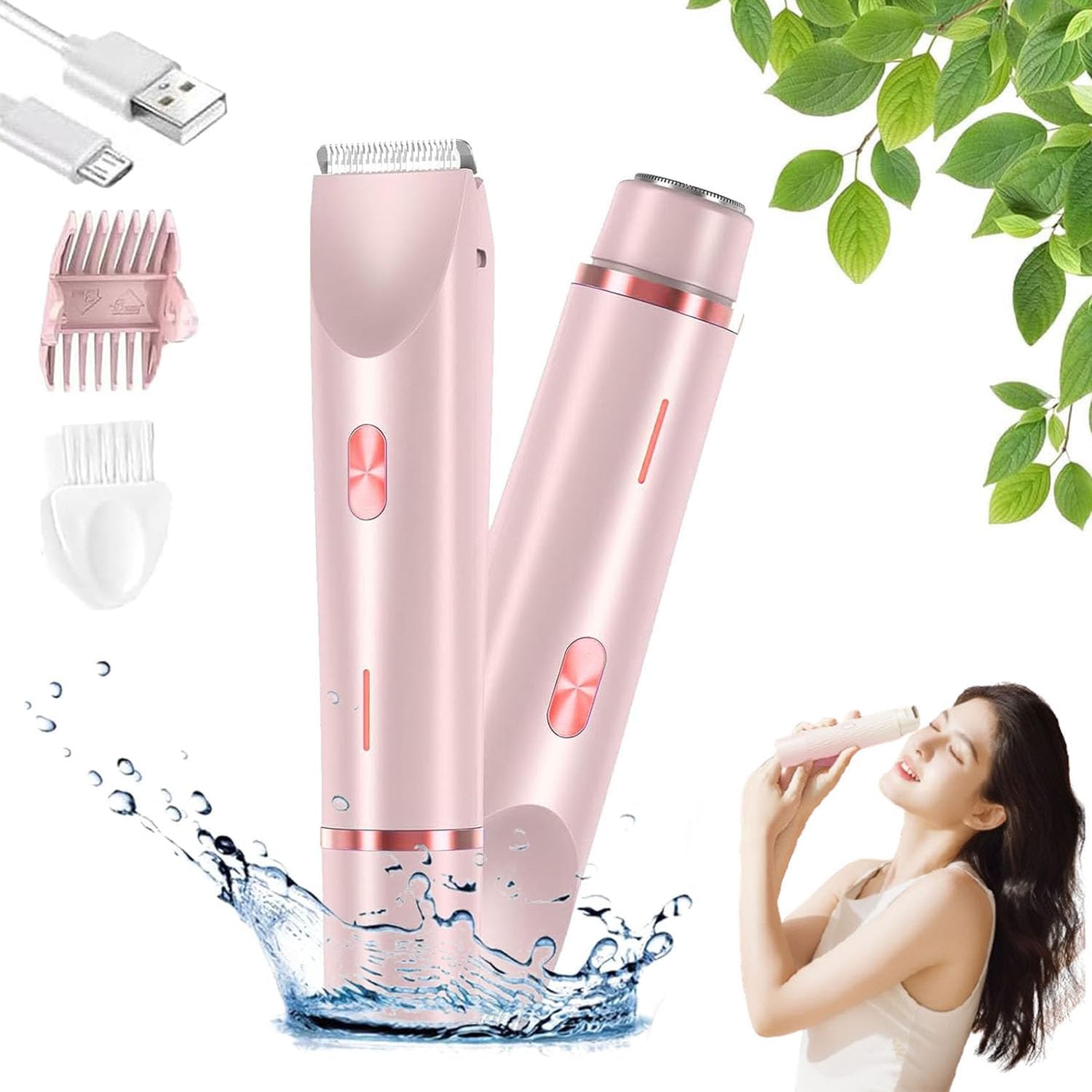 My Secret Top Shaver for Women , Dual Head Electric Razor for Women,  Portable Epilator for Legs Underarms and Private Area (Pink) - kavyachic