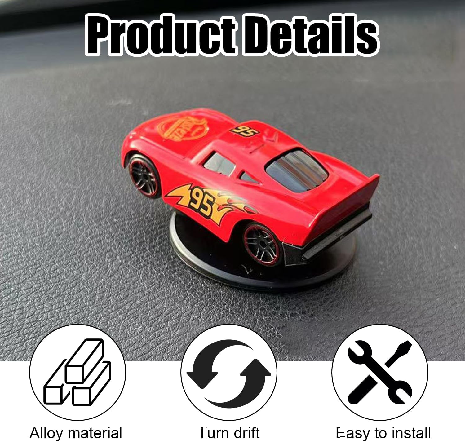 Dashboard Drift Car Alloy Car Model Drifting Spin Ornament, Vehicle Turn and Follow Drift, Cool Dashboard Decoration