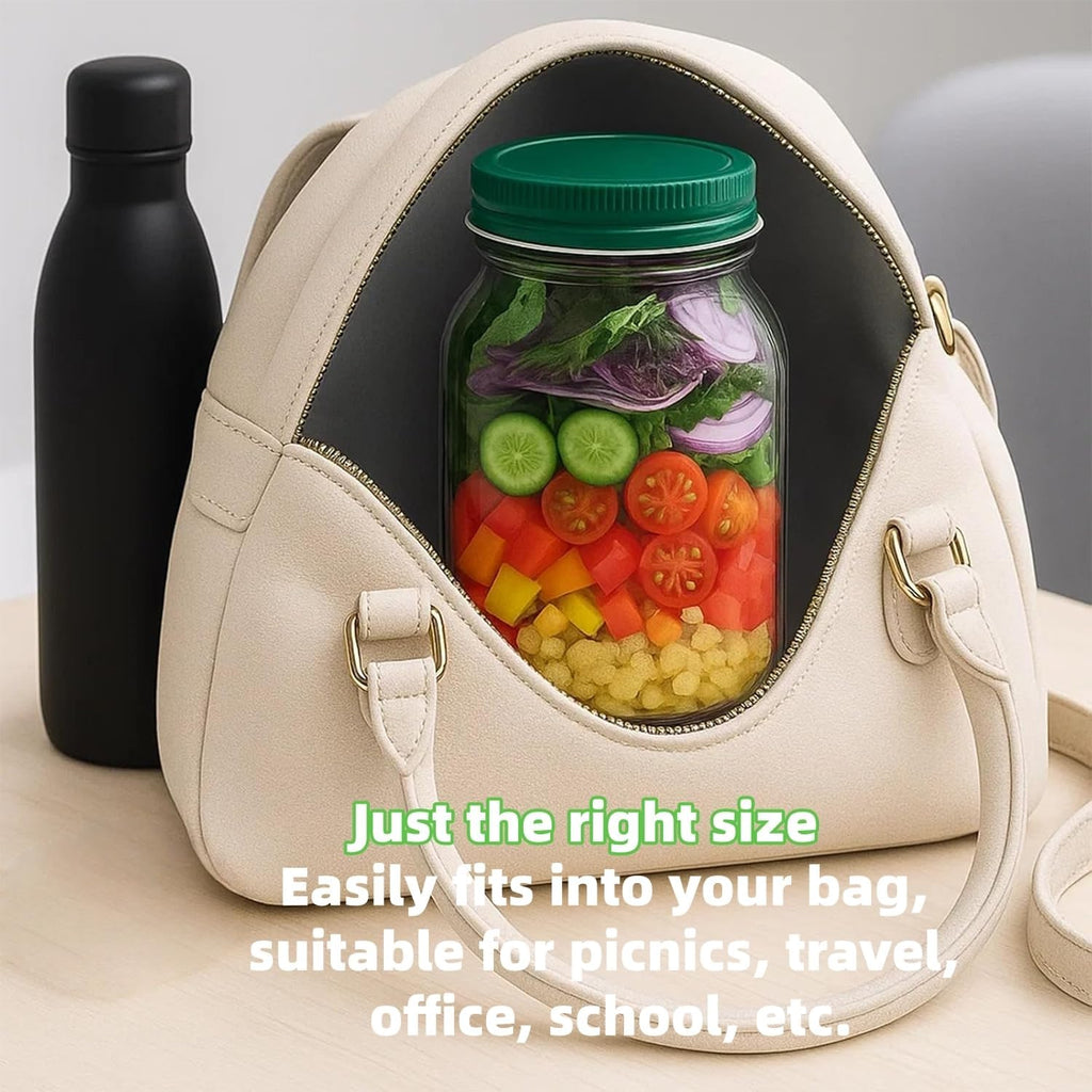 Salad Jar, Durable Salad Jar with Side Opening and Leakproof Seasoning Layer, Portable Salad Jar Container for Lunch, Meal Prep, Travel, Office, and Outdoor Use. - kavyachic