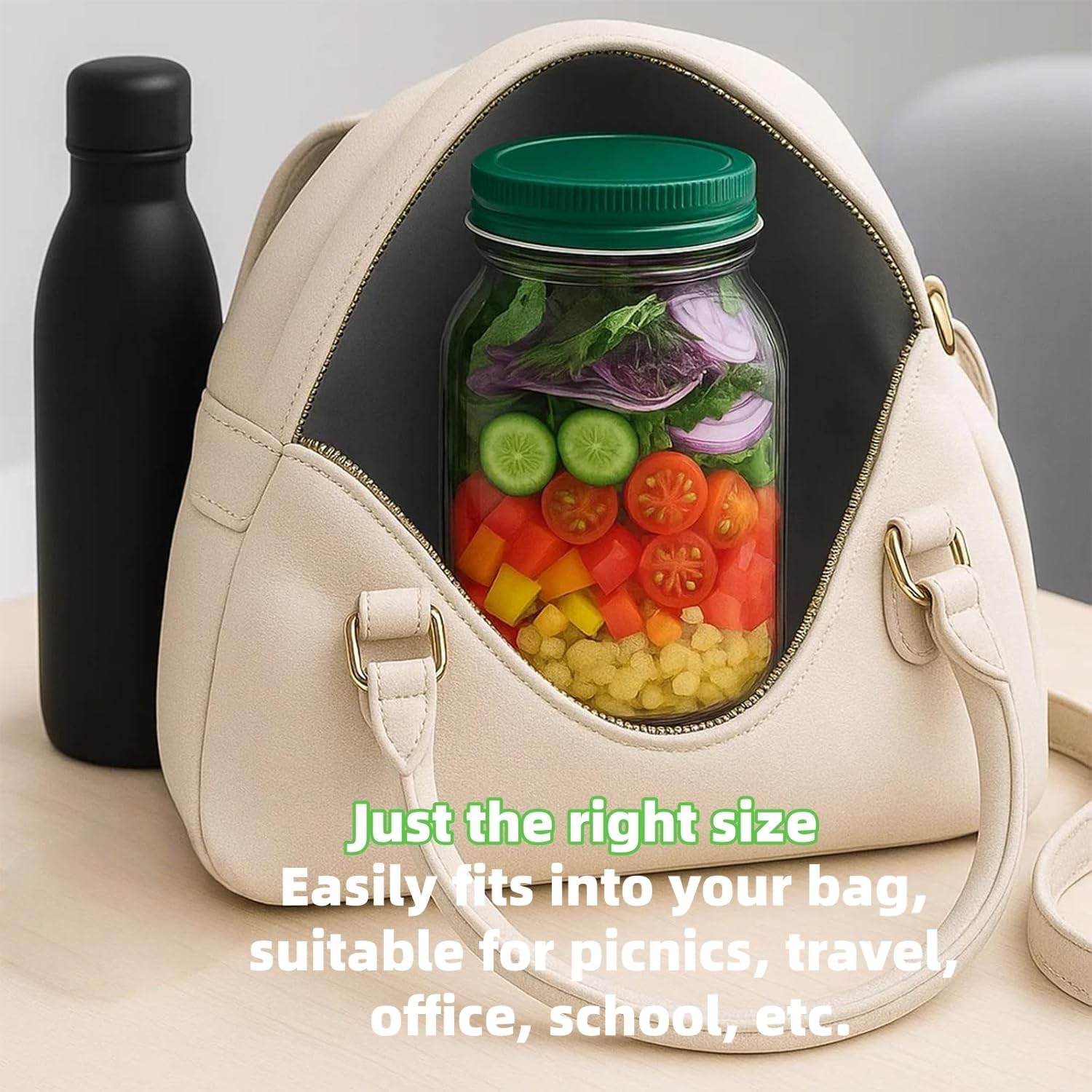 Salad Jar, Durable Salad Jar with Side Opening and Leakproof Seasoning Layer, Portable Salad Jar Container for Lunch, Meal Prep, Travel, Office, and Outdoor Use. - kavyachic