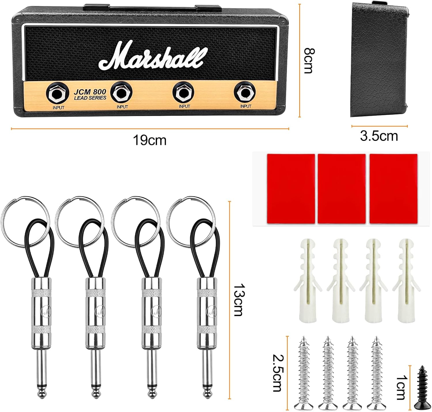 WinGluge Wall key ring, wall key ring, key chain, vintage furniture items, black key ring for home, key hooks with 4 guitar plugs for entrance areas and behind doors - kavyachic
