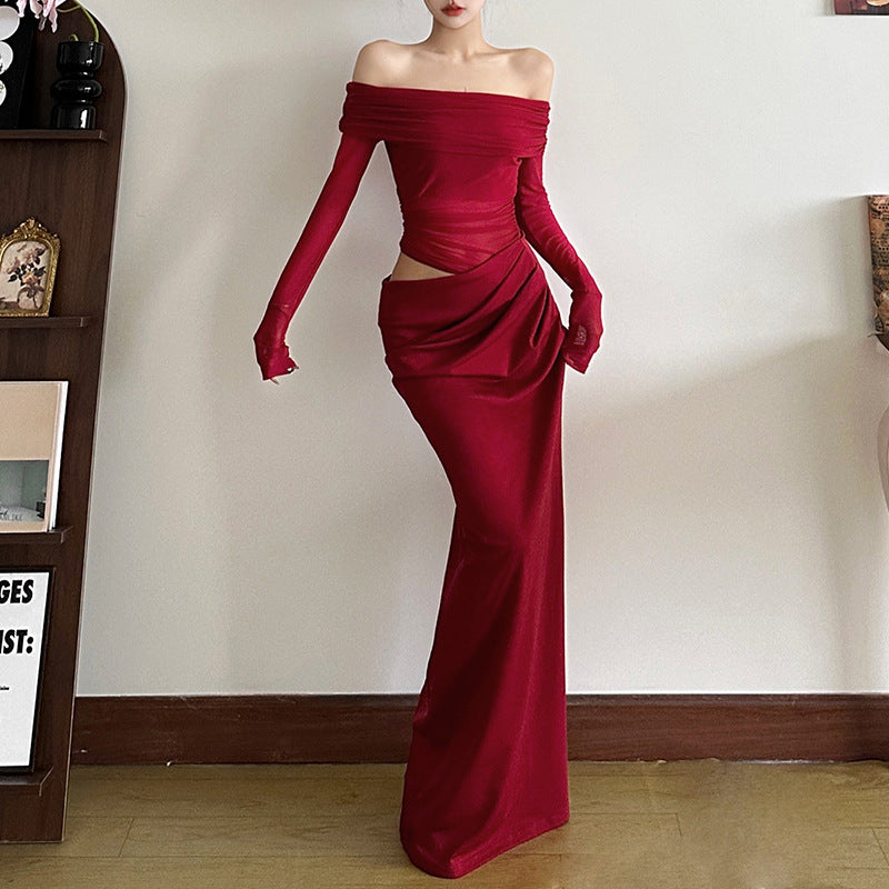 ✨ Sexy Off-Shoulder Bodycon Maxi Dress