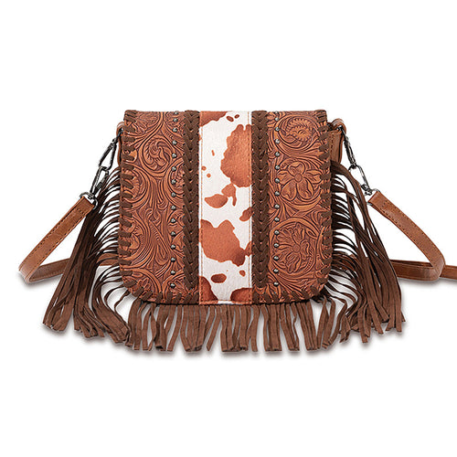 Bohemian ethnic style fringed bag messenger bag shoulder bag pu leather - kavyachic