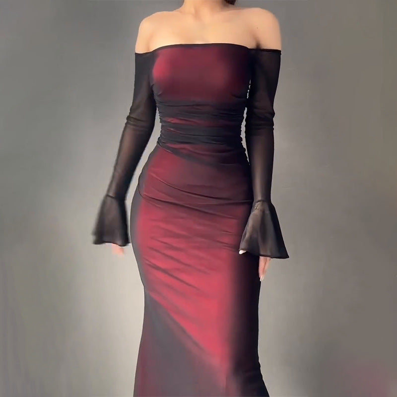 👑 Royal Elegance – Off-Shoulder Wine Maxi Dress 👑 - kavyachic