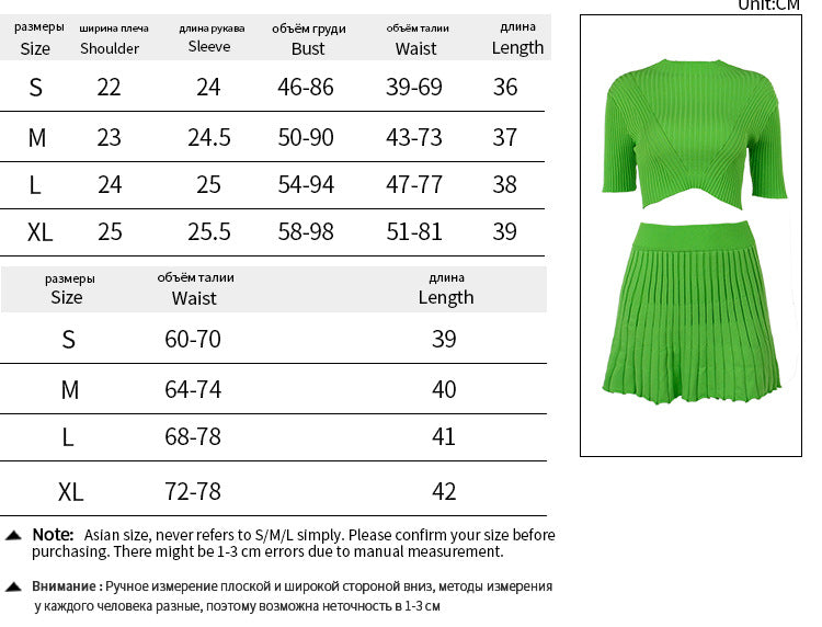 Fashion temperament sexy slim fit pit strip knitted skirt short sleeve solid color suit for women