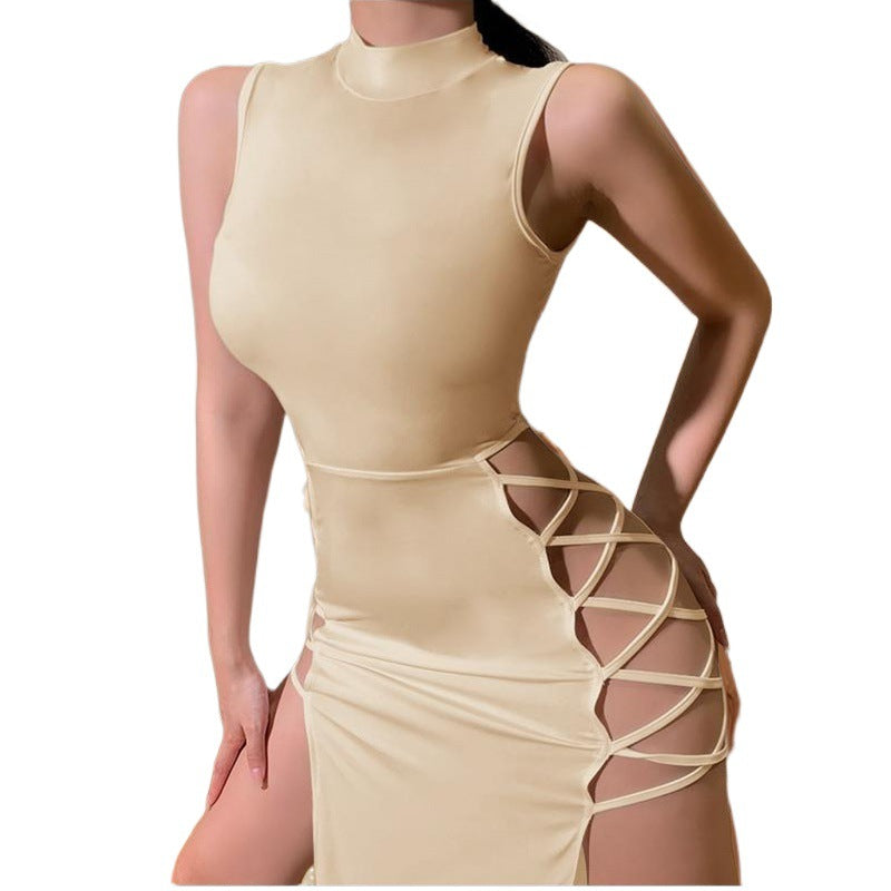 Summer new sexy vest strap skirt sexy high split strap skirt children