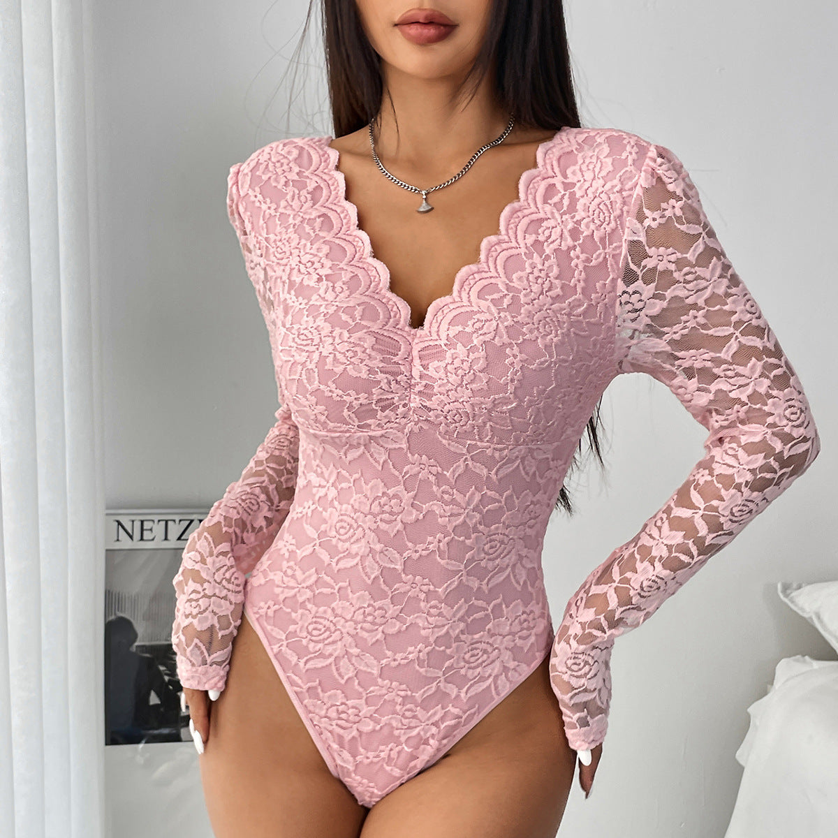 Lace Long - Sleeve Bodysuit: Romantic & Alluring