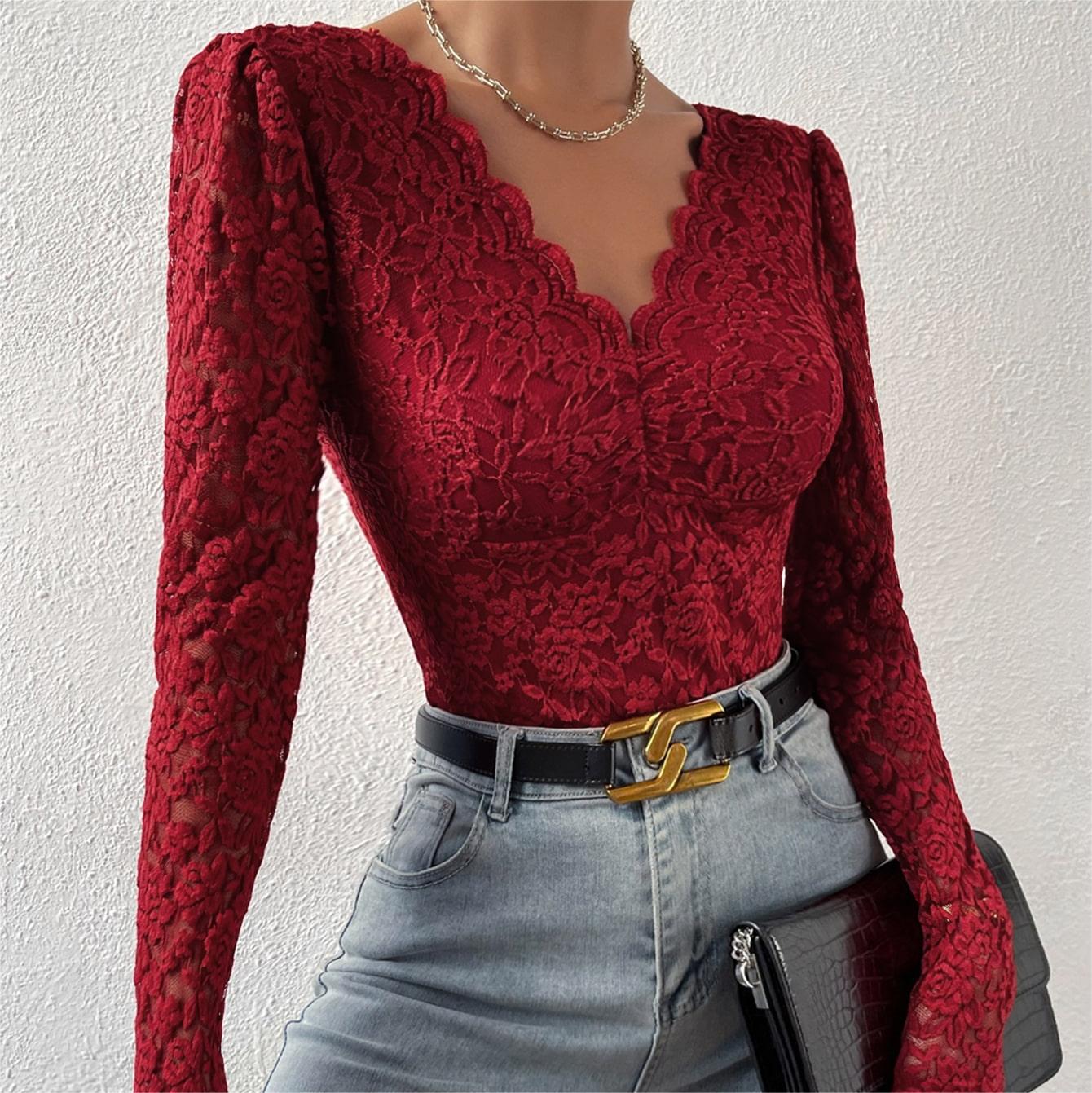 Lace Long - Sleeve Bodysuit: Romantic & Alluring