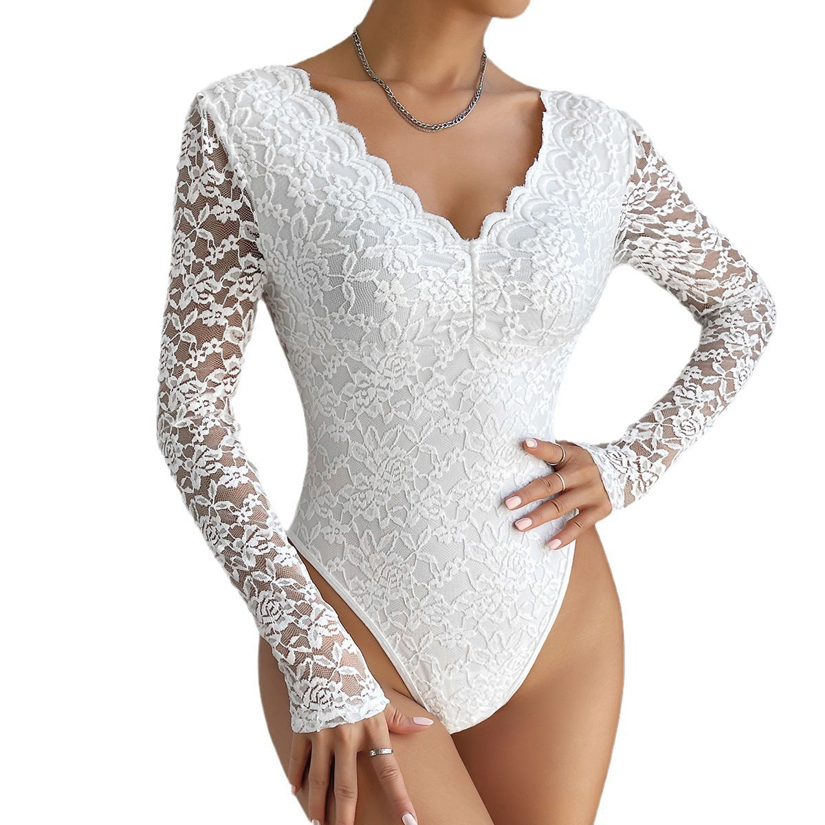 Lace Long - Sleeve Bodysuit: Romantic & Alluring
