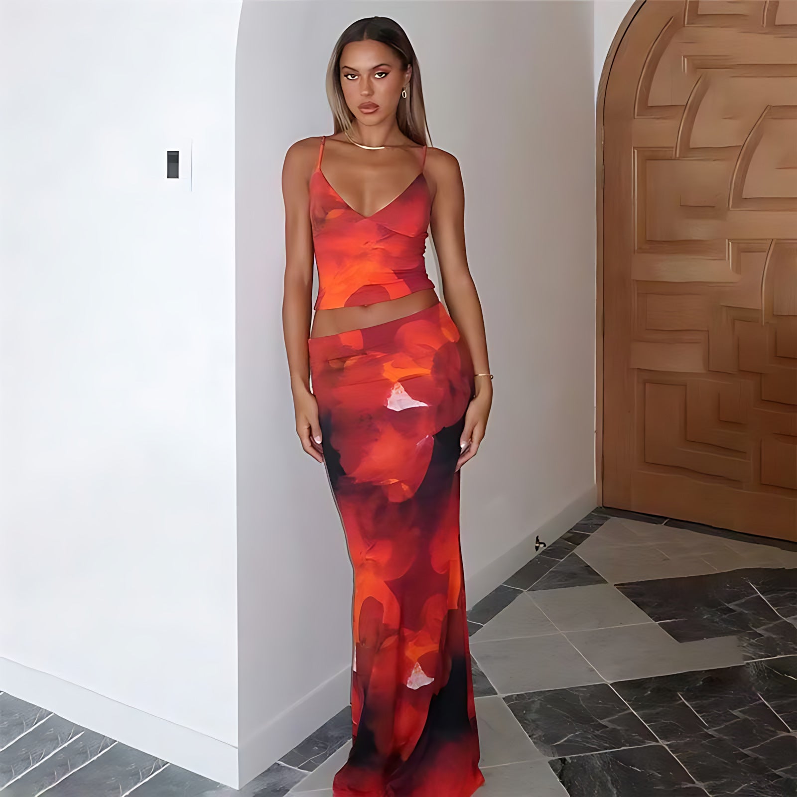Floral Print Cami Two - Piece Set: Vibrant Summer Style