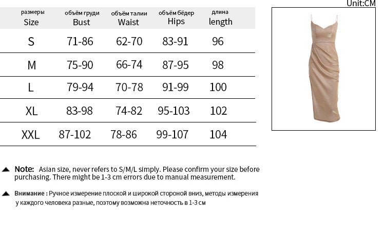 Summer new glitter sexy deep V suspender dress split temperament long dress women