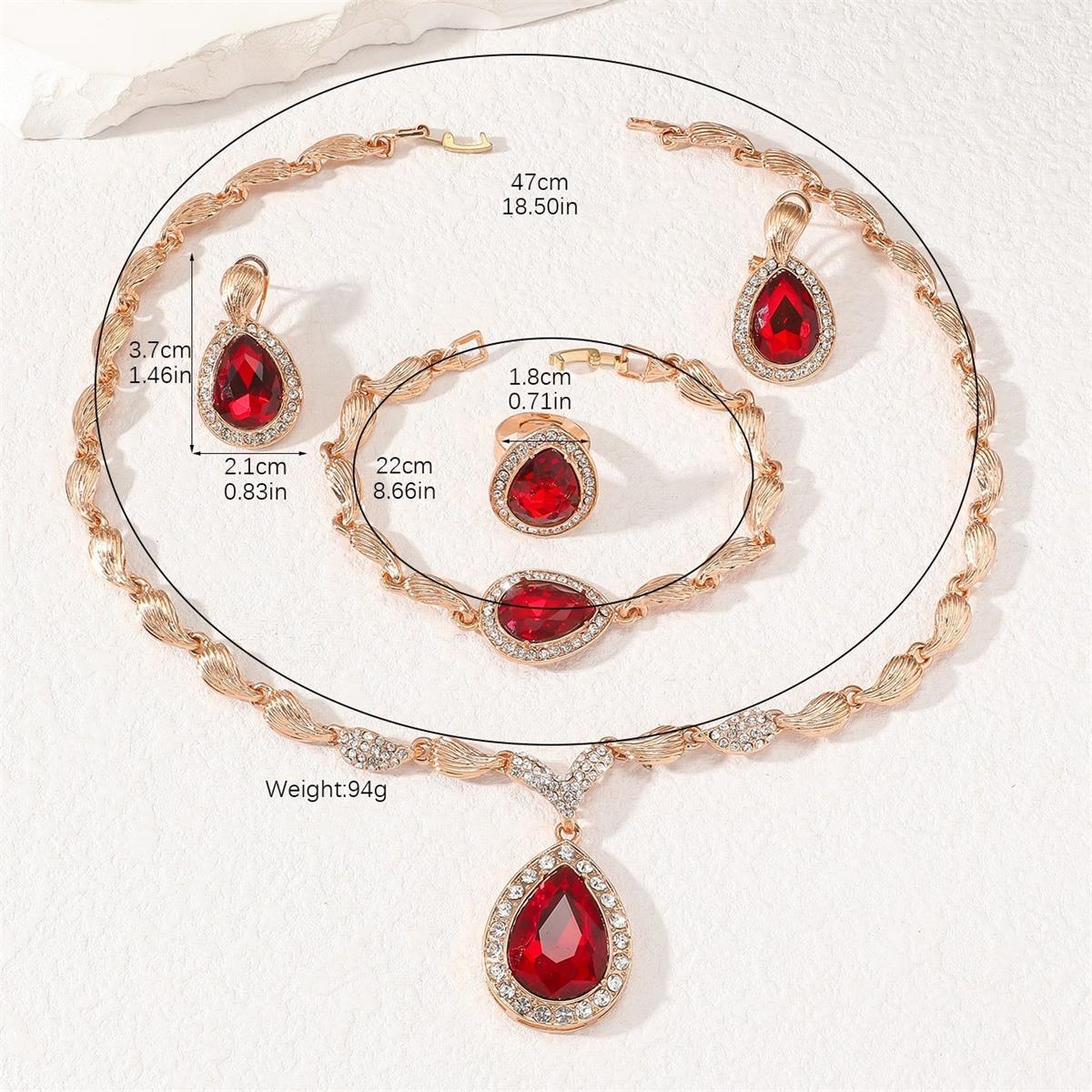 Vintage Fashion Jewelry Set Necklace Earrings Alloy Four-piece Set - kavyachic