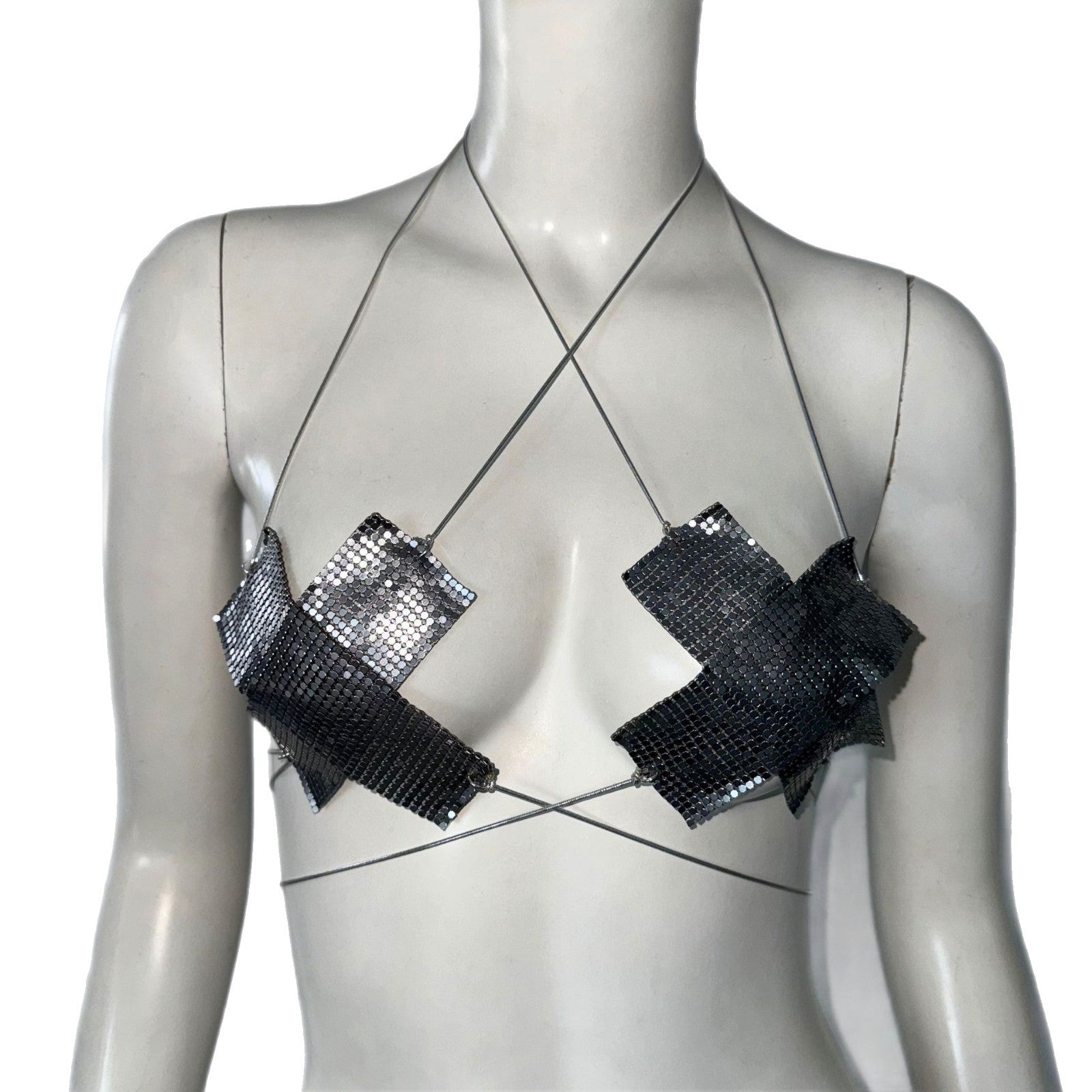 Sexy top metal sequined suspender music festival party small vest ins wind lace-up top women