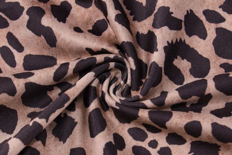 Hot-selling new leopard print sexy V-neck backless slim neck jumpsuit wholesale