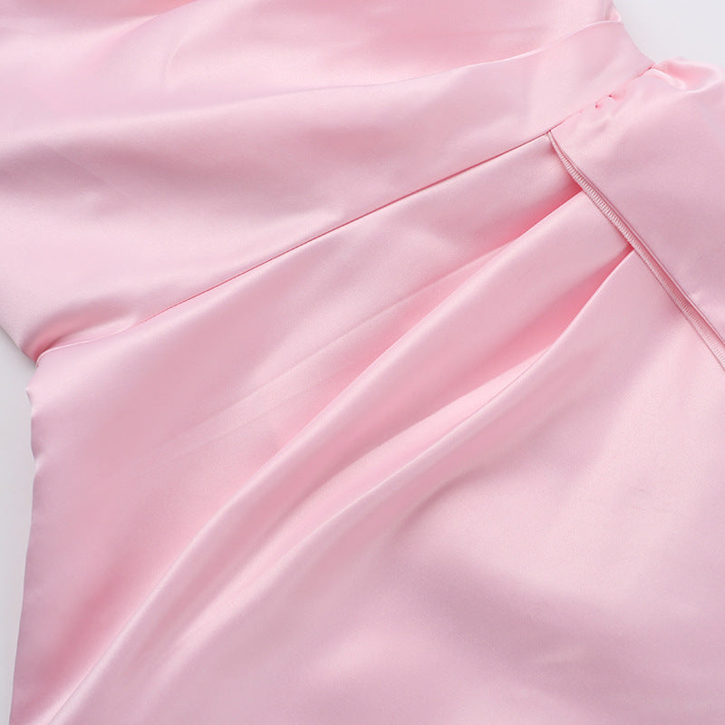 Celebrity temperament sexy slim satin streamer tube top dress women