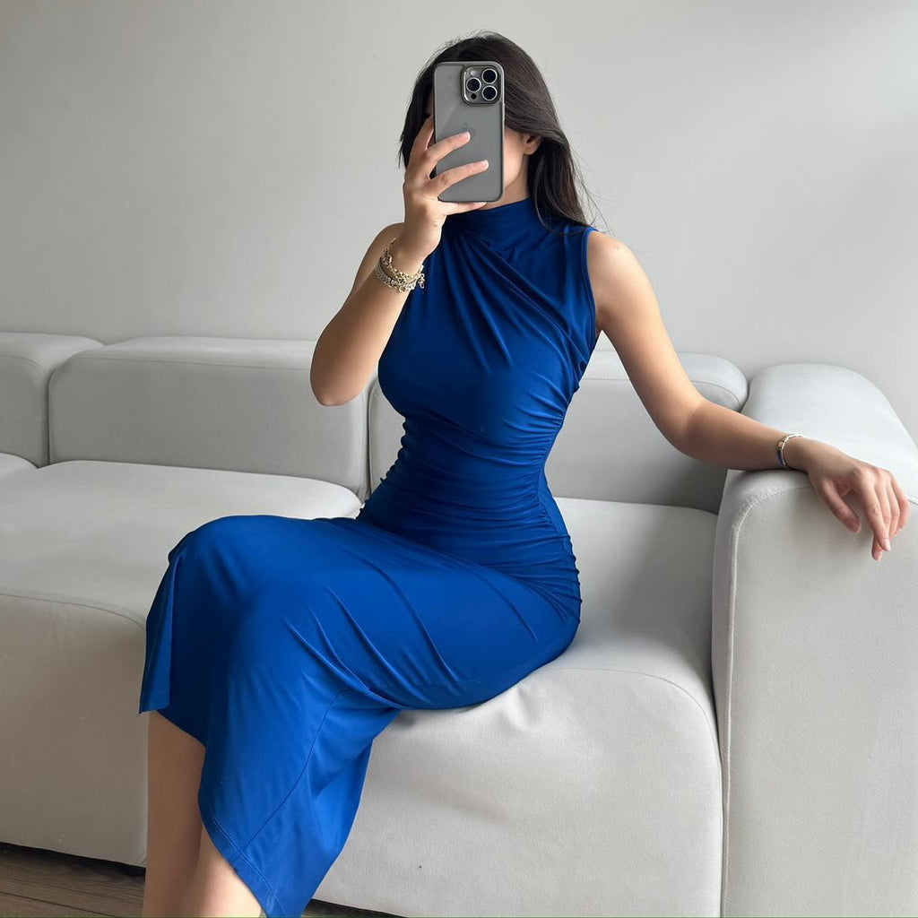 Sleeveless Ruched Midi Dress: Effortless Elegance for Every Occasion
