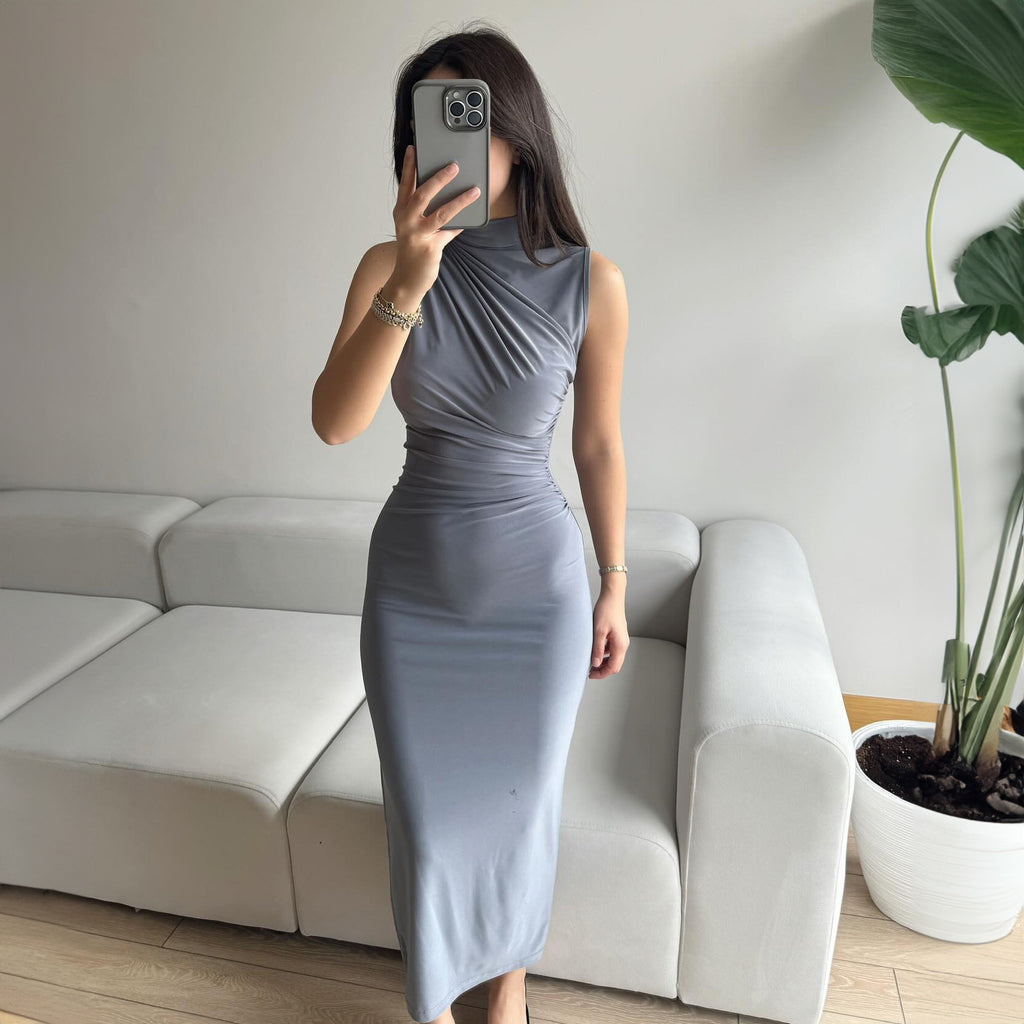 Sleeveless Ruched Midi Dress: Effortless Elegance for Every Occasion