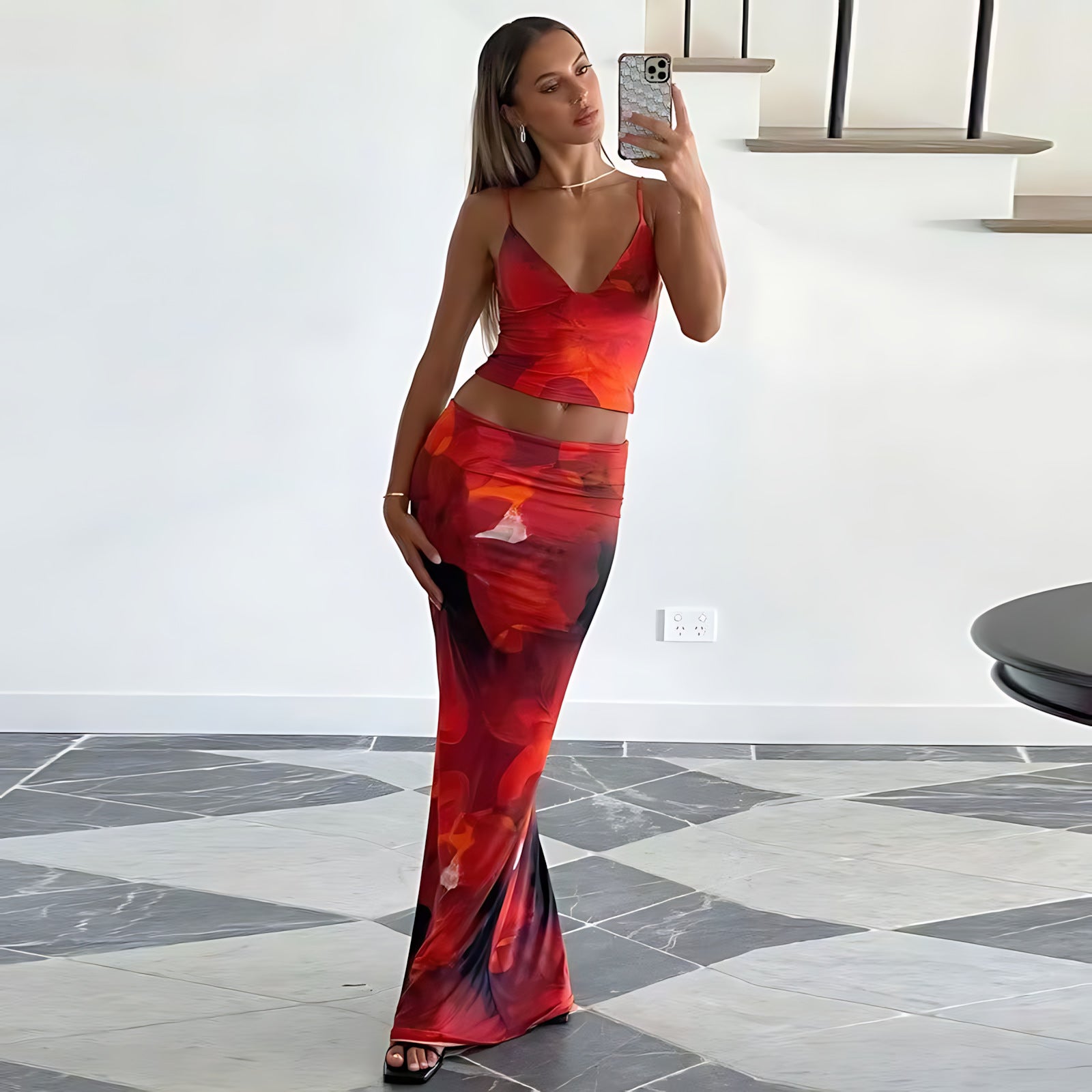 Floral Print Cami Two - Piece Set: Vibrant Summer Style