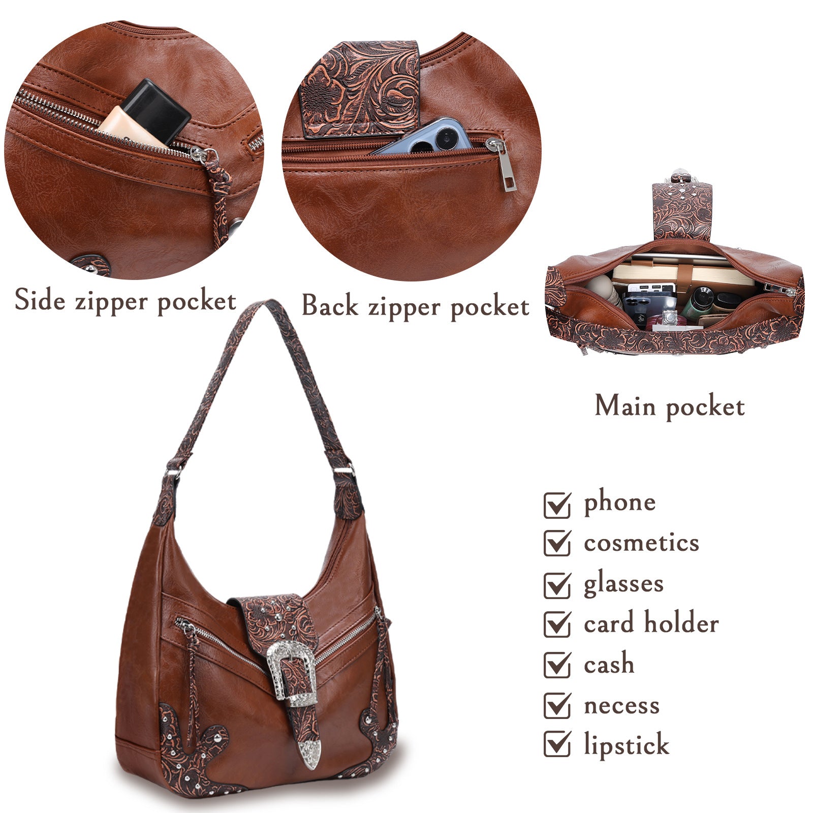 Tote bag temperament retro hobo bag new trend women's European and American shoulder bag high sense portable women's bag - kavyachic