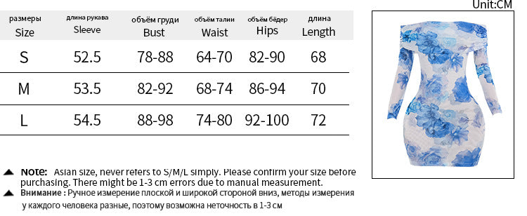 Celebrity temperament sexy slim print long-sleeved dress women