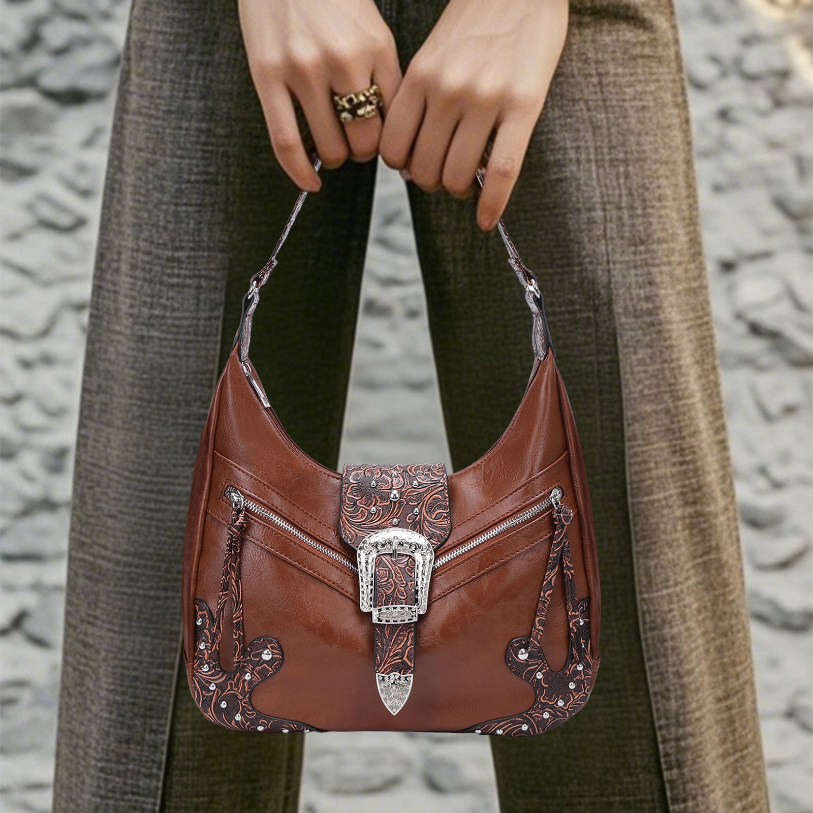 Tote bag temperament retro hobo bag new trend women's European and American shoulder bag high sense portable women's bag - kavyachic