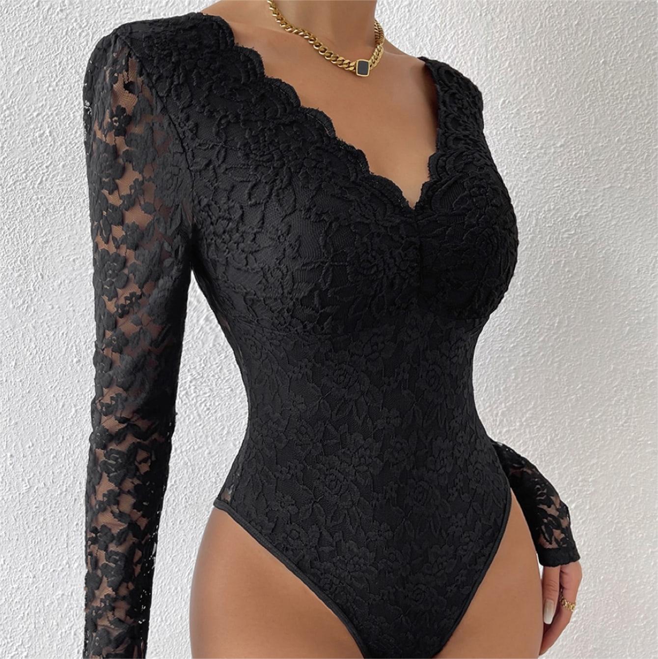 Lace Long - Sleeve Bodysuit: Romantic & Alluring