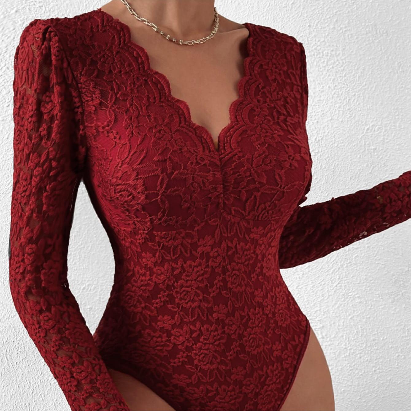 Lace Long - Sleeve Bodysuit: Romantic & Alluring