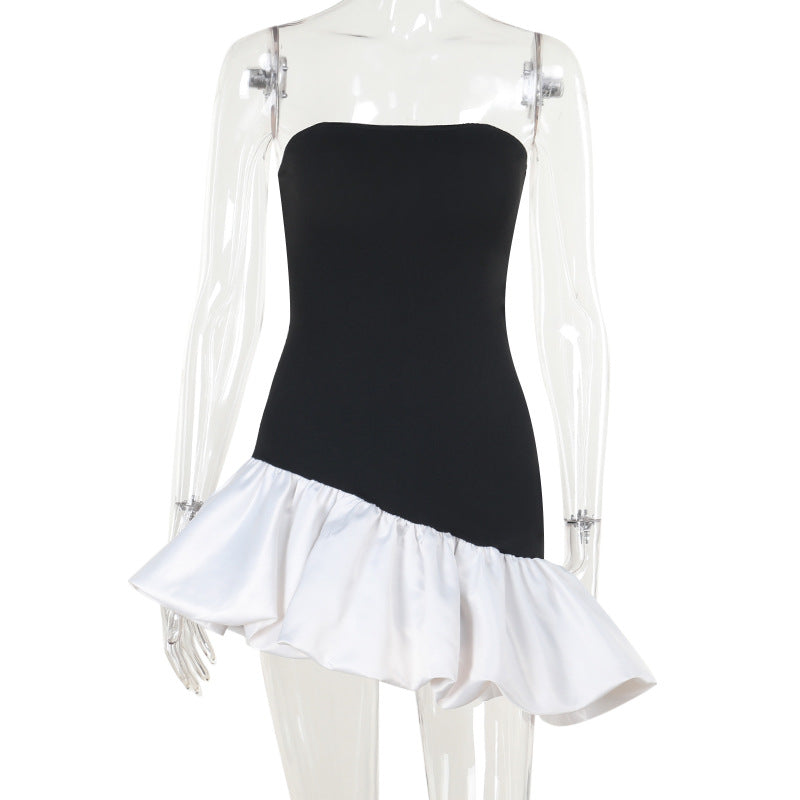 Xiaoxiangfeng temperament elegant slim tube top bud short skirt dress short skirt women