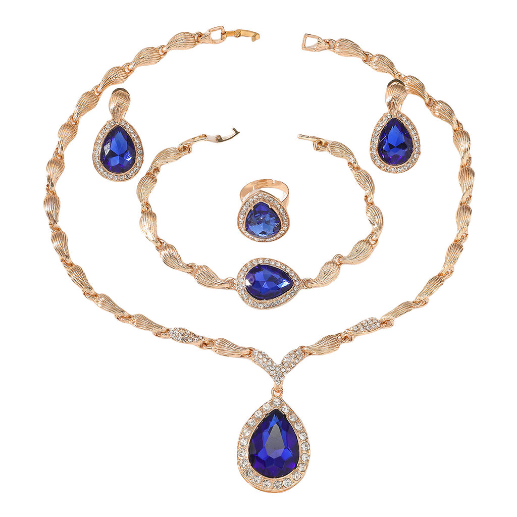 Vintage Fashion Jewelry Set Necklace Earrings Alloy Four-piece Set - kavyachic
